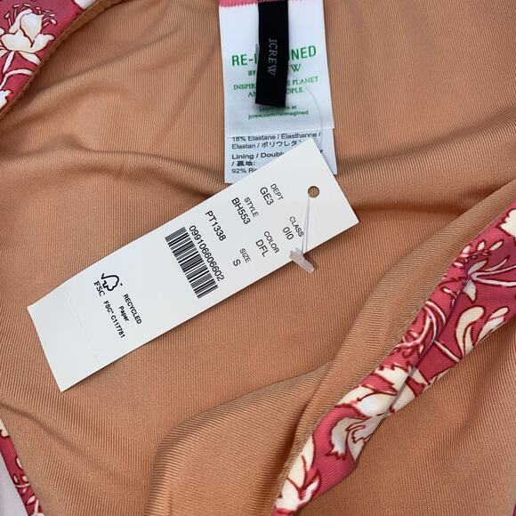 New J. Crew Coral Pink Floral Cheeky Bikini Swim Bathing Suit Bottom Size Small - Picture 5 of 8